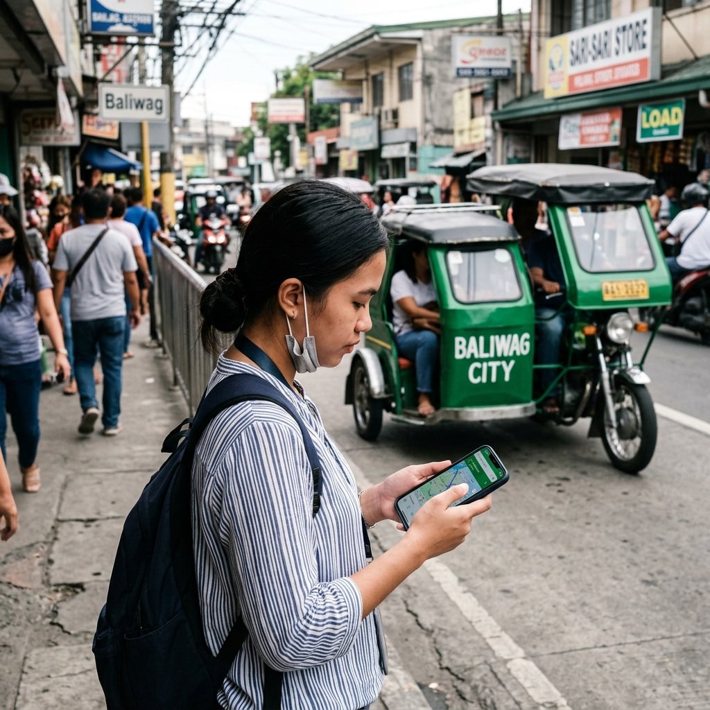 Commuter booking a ride